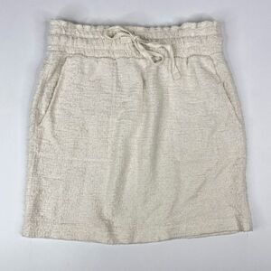 Loft Lou & Grey Terry Lined Drawstring Elastic Waist Mini Skirt Women's Cream Si